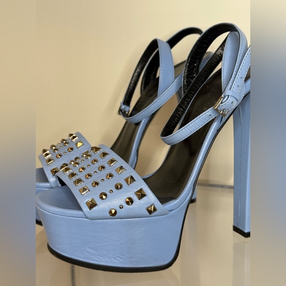 Gucci Studded Platform Sandals Baby Blue Size 37 - Picture 6 of 14
